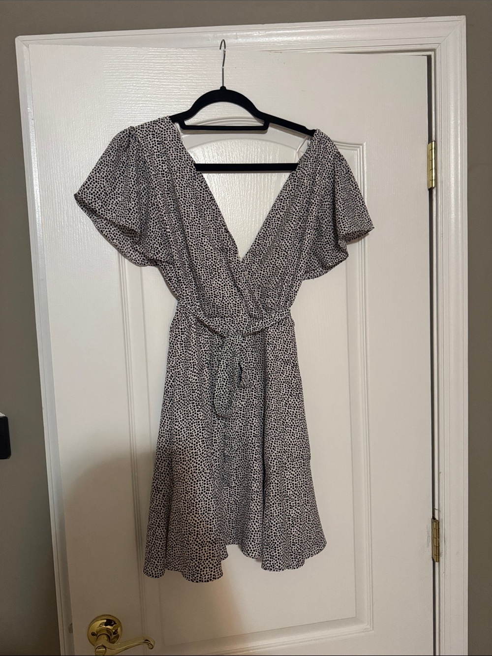 miami Black and White Speckled Wrap Dress